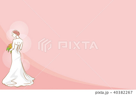 ウェディングドレスを着ている新婦のイメージイラスト コピースペースのイラスト素材