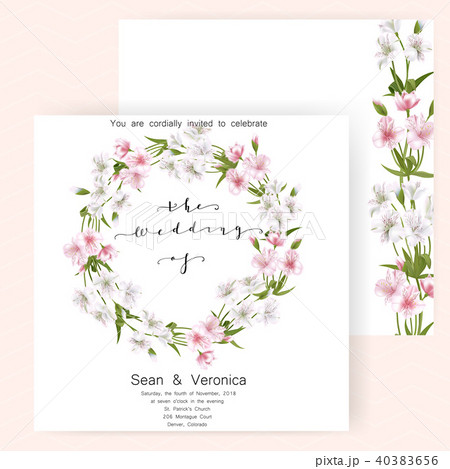Save the date card, wedding invitation, greeting card with beautiful flowers and letters 40383656