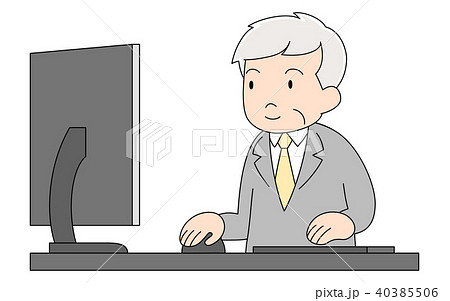 おじいちゃん オフィスワークのイラスト素材
