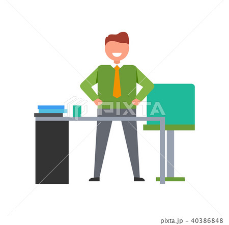 Smiling Male on Workplace Vector Illustration Smiling Male on Workplace Vector Illustration 40386848