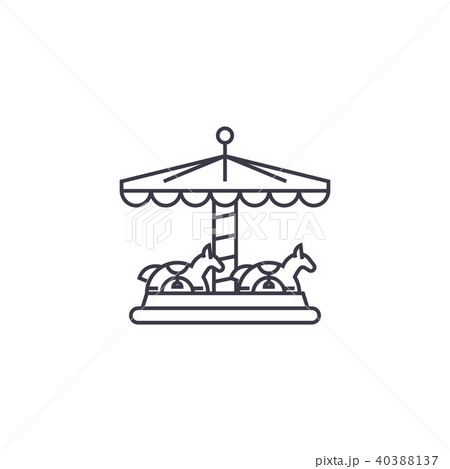 Merry Go Round Vector Line Icon Sign のイラスト素材 40388137 Pixta