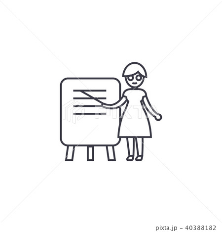 woman teacher vector line icon, sign, illustration on background, editable strokes 40388182