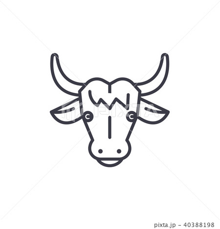 cow head vector line icon, sign, illustration on background, editable strokes 40388198