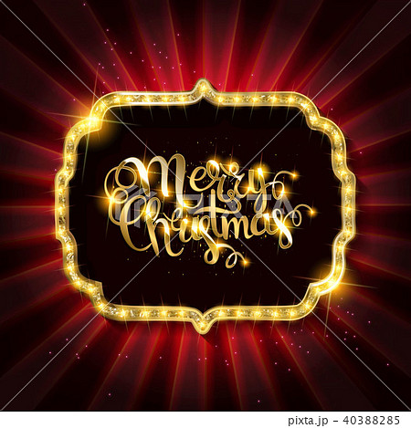 Gold Christmas banner with light bulbs Gold Christmas banner with light bulbs 40388285