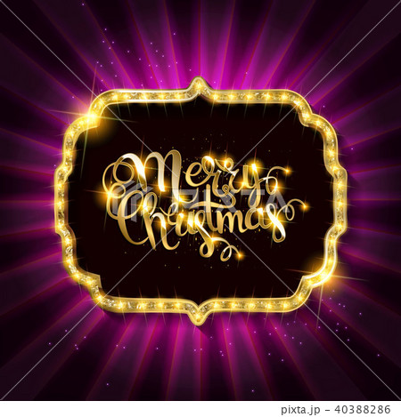 Gold Christmas banner with light bulbs Gold Christmas banner with light bulbs 40388286
