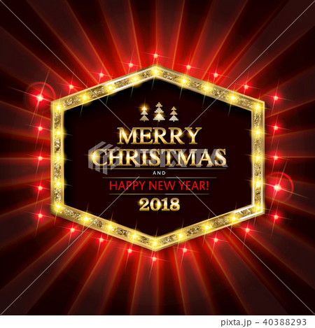Gold Christmas banner with light bulbs Gold Christmas banner with light bulbs 40388293