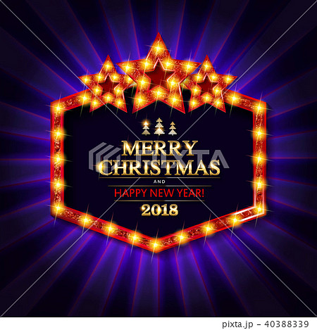 Gold Christmas banner with light bulbs Gold Christmas banner with light bulbs 40388339