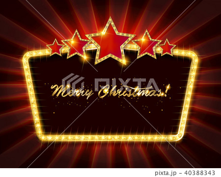Gold Christmas banner with light bulbs Gold Christmas banner with light bulbs 40388343