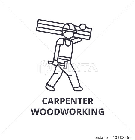 carpetner woodworking vector line icon, sign, illustration on background, editable strokes 40388566