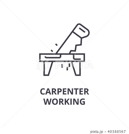 carpetner working vector line icon, sign, illustration on background, editable strokes 40388567