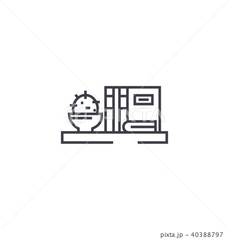 book shelf vector line icon, sign, illustration on background, editable strokes book shelf vector line icon, sign, illustration on background, editable strokes 40388797