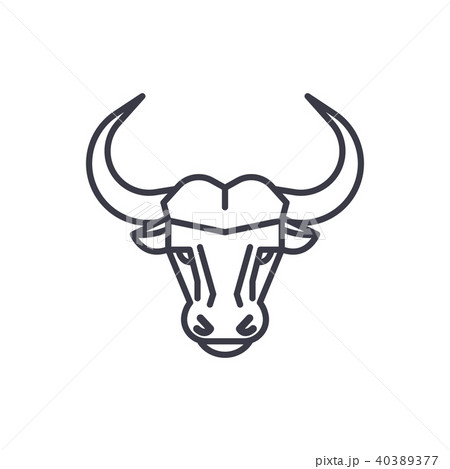 buffalo head vector line icon, sign, illustration on background, editable strokes 40389377
