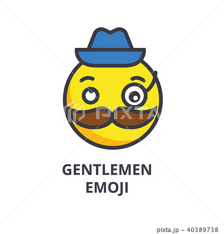 gentlemen emoji vector line icon, sign, illustration on background, editable strokes 40389738