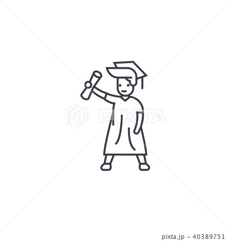 graduate student vector line icon, sign, illustration on background, editable strokes graduate student vector line icon, sign, illustration on background, editable strokes 40389751