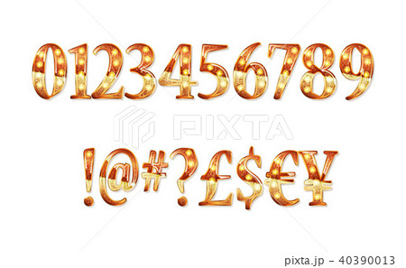 Gold glittering metal alphabet. 40390013