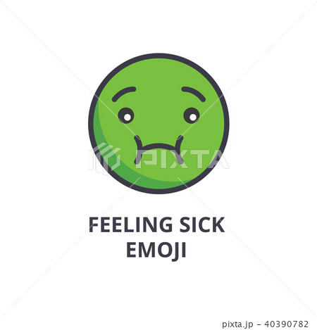 feeling sick emoji vector line icon, sign, illustration on background, editable strokes 40390782