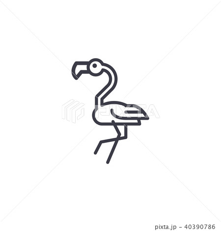 flamingo head vector line icon, sign, illustration on background, editable strokes 40390786