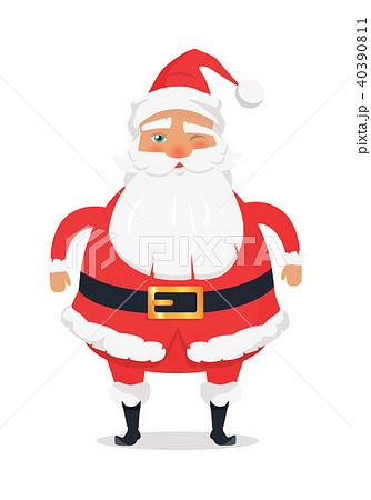 Santa Claus with One Closed Eye Winks and Wishes 40390811