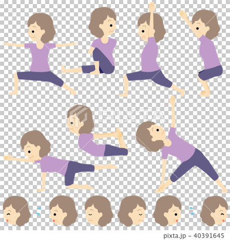 ヨガポーズ 横向きセット　イラスト 40391645
