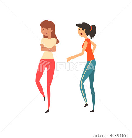 Two angry girls arguing with each other, hard conversation vector Illustration on a white background Two angry girls arguing with each other, hard conversation vector Illustration on a white background 40391659
