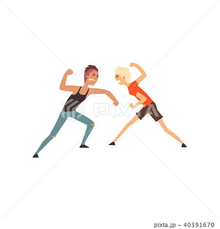 Two men fighting, aggressive and violent behavior vector Illustration on a white background 40391670