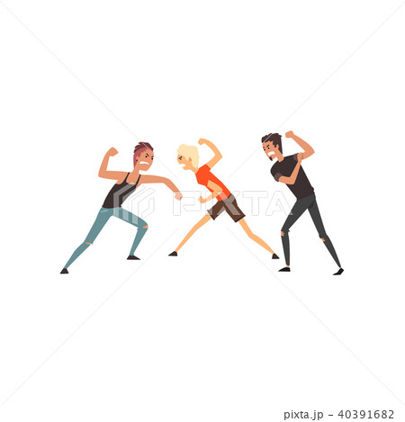 Men fighting, violent behavior among teenagers vector Illustration on a white background Men fighting, violent behavior among teenagers vector Illustration on a white background 40391682