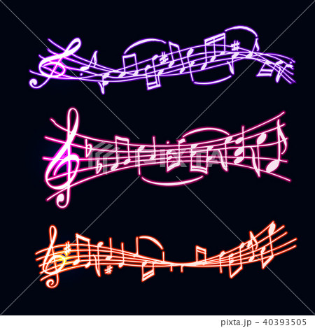 Notes vector music neon melody colorfull musician symbols sound melody text writting audio symphony 40393505