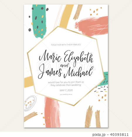 Abstract wedding invitation with doodle elements 40393811
