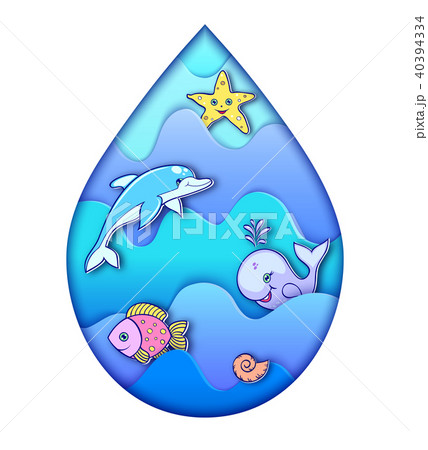 water drop with ocean animals water drop with ocean animals 40394334
