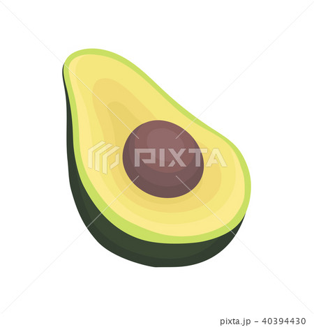 Half of ripe avocado with bone. Healthy and tasty fruit. Vegetarian nutrition. Flat vector design 40394430