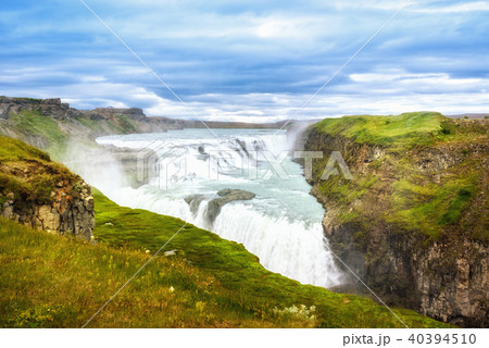 beautiful waterfall Gullfoss, landmark in Iceland 40394510