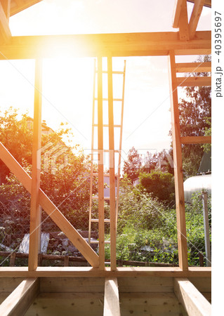 Unfinished frame house. Building process Unfinished frame house. Building process 40395697