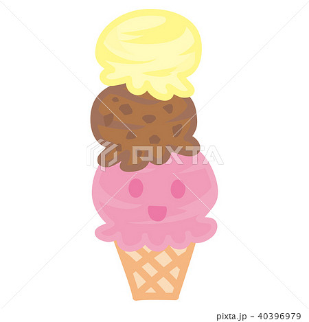 トリプルアイスクリームちゃん イチゴチョコチップバニラ味のイラスト素材