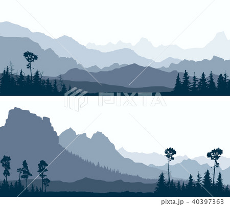 anners of wild wood with glade and mountains. anners of wild wood with glade and mountains. 40397363