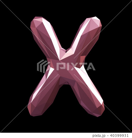 Capital latin letter X in low poly style isolated on black background 40399931