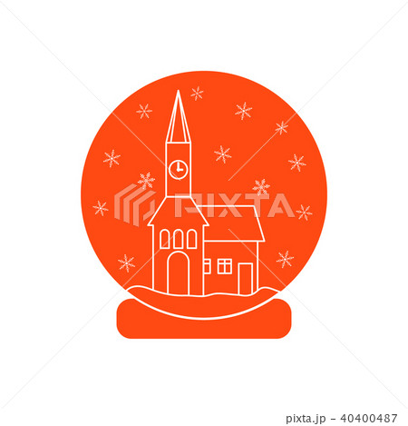 town hall with clock and the house inside glass 40400487