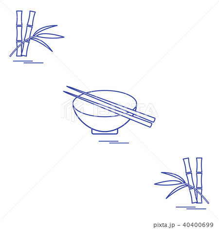 Stylized icon of bowl with chopsticks and bamboo Stylized icon of bowl with chopsticks and bamboo 40400699