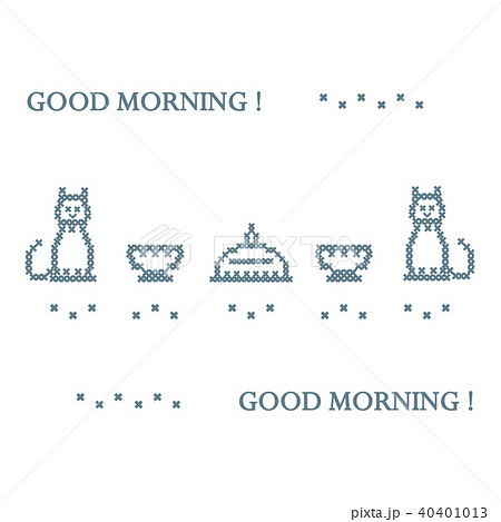 Cute vector illustration cross embroidery of dish 40401013