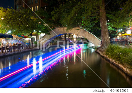 Historic San Antonio River Walk at Night 40401502