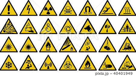 warning sign vector sign Set of triangle signsのイラスト素材