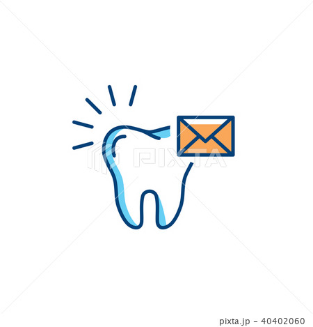 Send message dentist icon, Dental care logo. Tooth and envelope line icons. Vector illustration 40402060