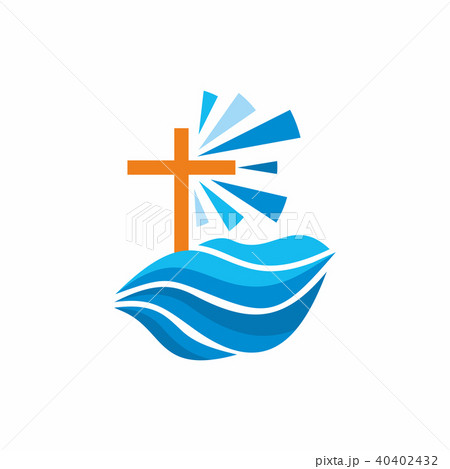 Waves, cross, sun, streams of water alive. Waves, cross, sun, streams of water alive. 40402432