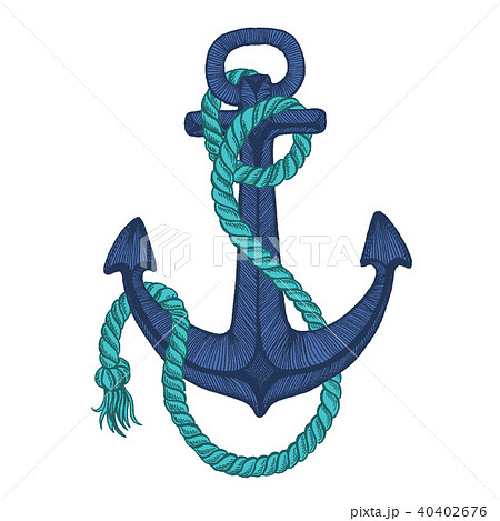 Vector anchor. Sea, ocean, sailor sign. Hand drawn vintage illustration for t-shirt, logo, badge 40402676