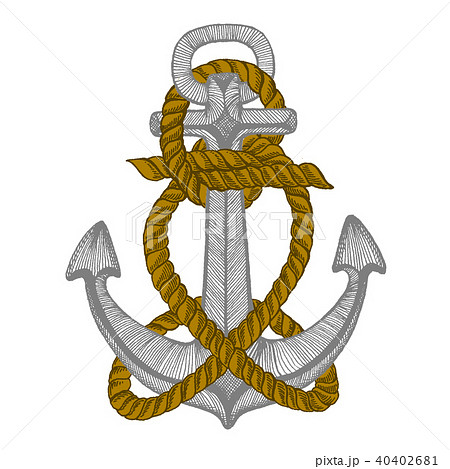 Vector anchor. Sea, ocean, sailor sign. Hand drawn vintage illustration for t-shirt, logo, badge Vector anchor. Sea, ocean, sailor sign. Hand drawn vintage illustration for t-shirt, logo, badge 40402681