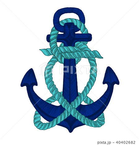 Vector anchor. Sea, ocean, sailor sign. Hand drawn vintage illustration for t-shirt, logo, badge Vector anchor. Sea, ocean, sailor sign. Hand drawn vintage illustration for t-shirt, logo, badge 40402682