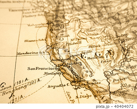 古地図 アメリカ西海岸の写真素材