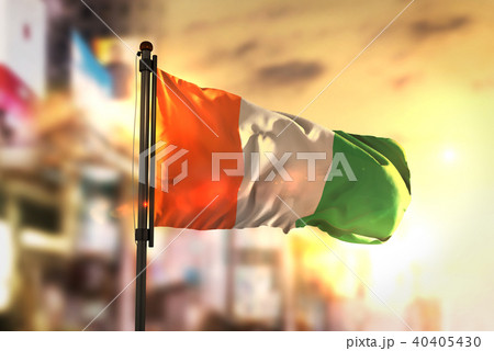 Ivory Coast Flag Against City Blurred Background Ivory Coast Flag Against City Blurred Background 40405430