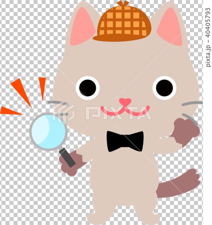 Cat holding a magnifying glass 40405793