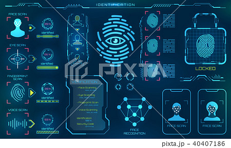 Biometric Identification or Recognition System of Person, Line Icons of Identity Verification Sign 40407186