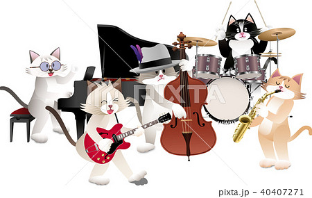 猫バンドのイラスト素材
